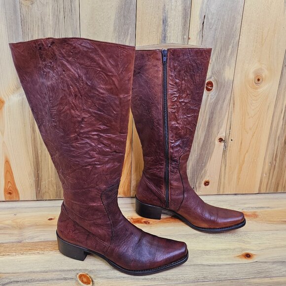 Kenneth Cole Brown Italian Leather Riding Boots - Picture 2 of 8